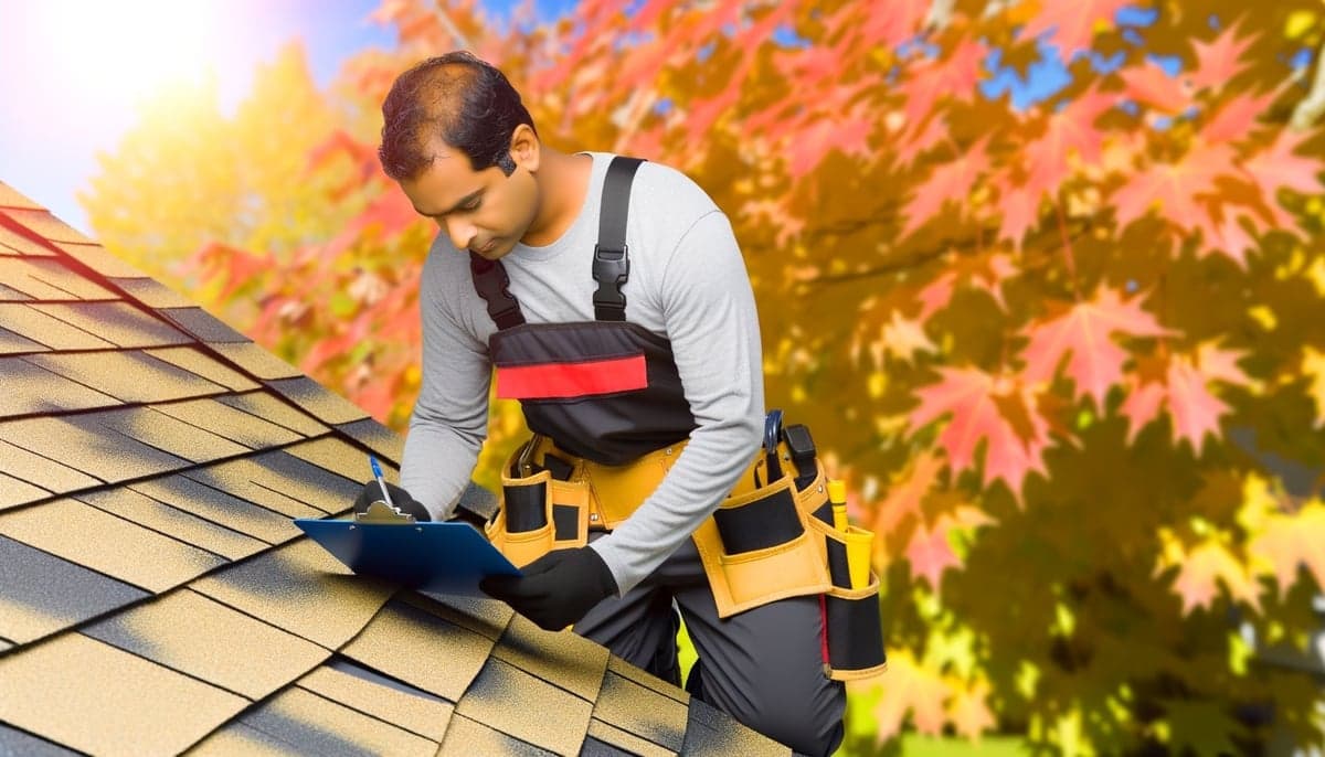 Insurance adjuster inspecting roof damage