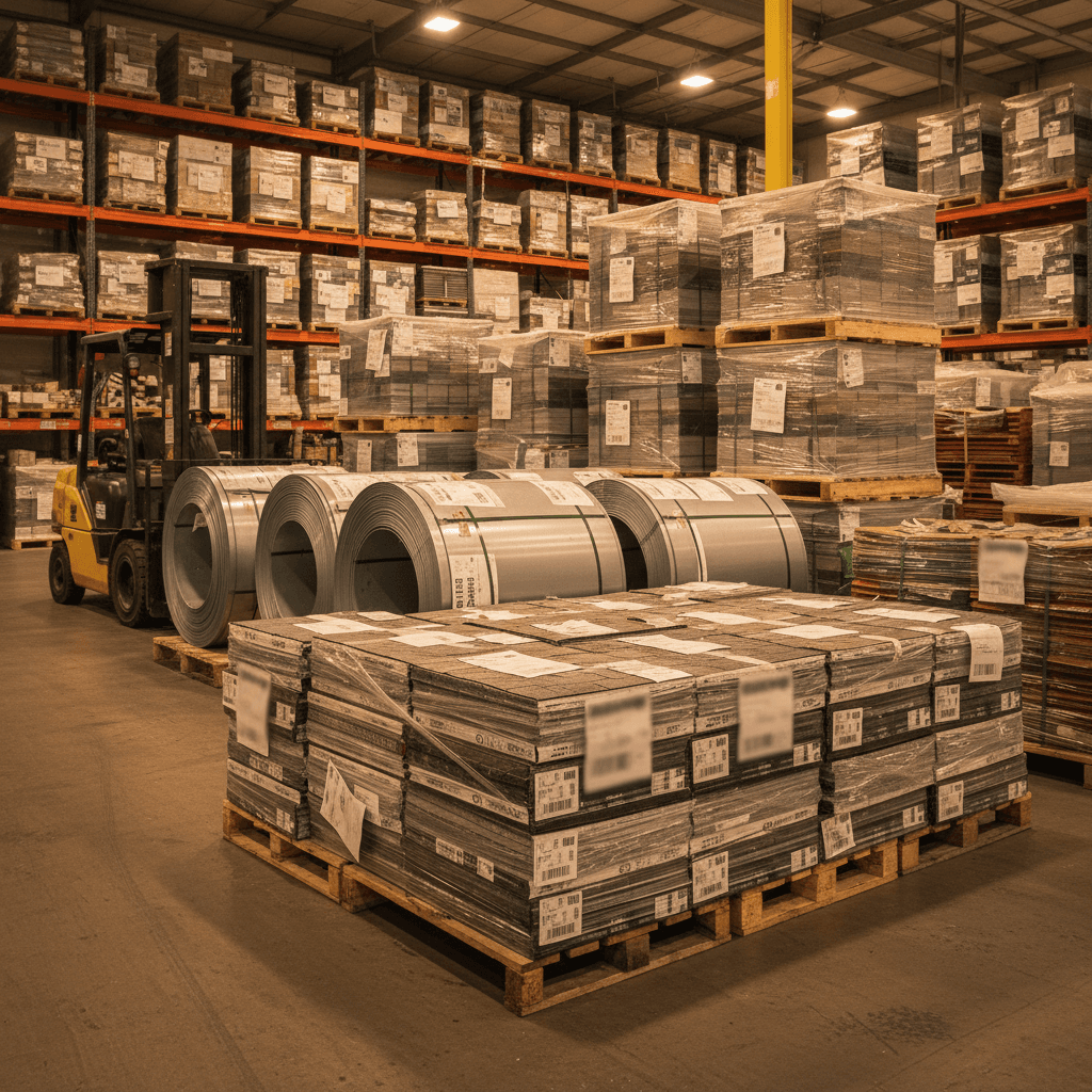 Roofing materials at warehouse