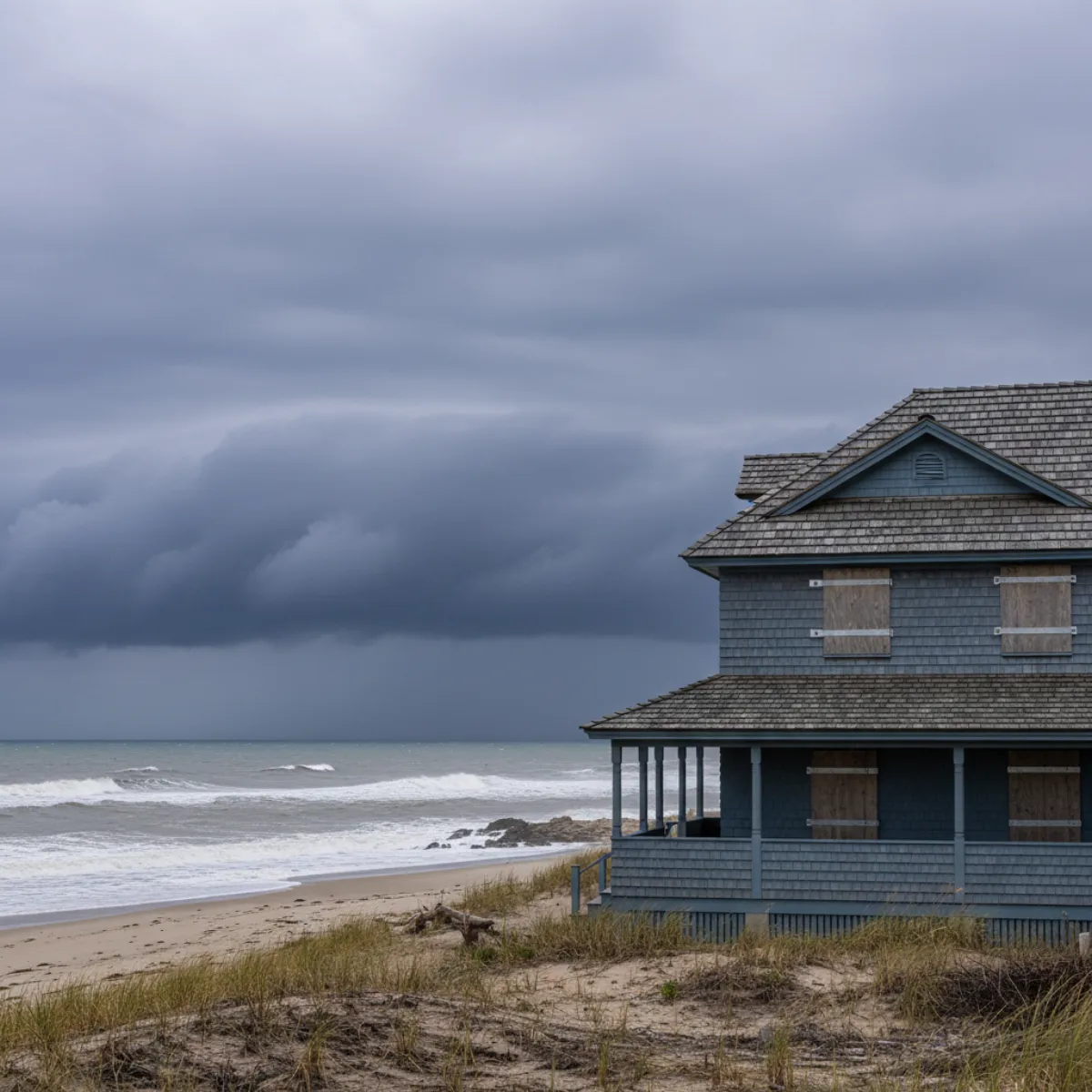 Coastal home in Toms River New Jersey preparing for incoming hurricane