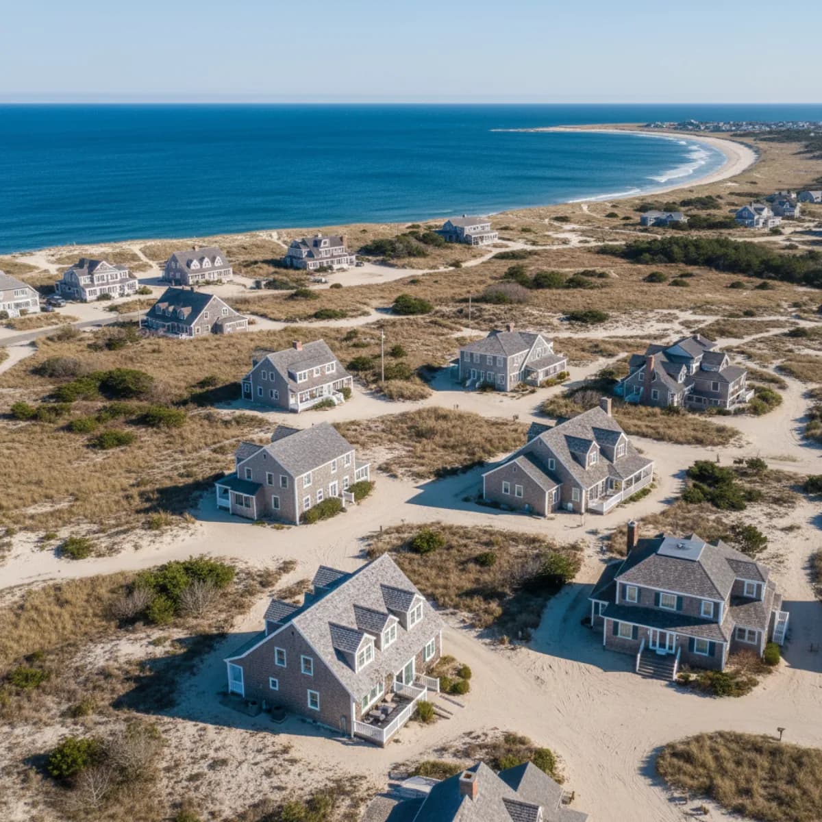 Cape Cod MA coastal residential roofing with ocean in background