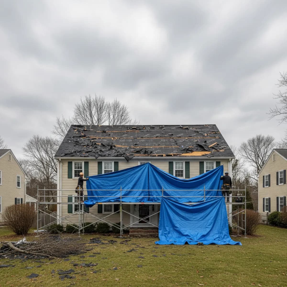 Storm damage roof repair in Massachusetts