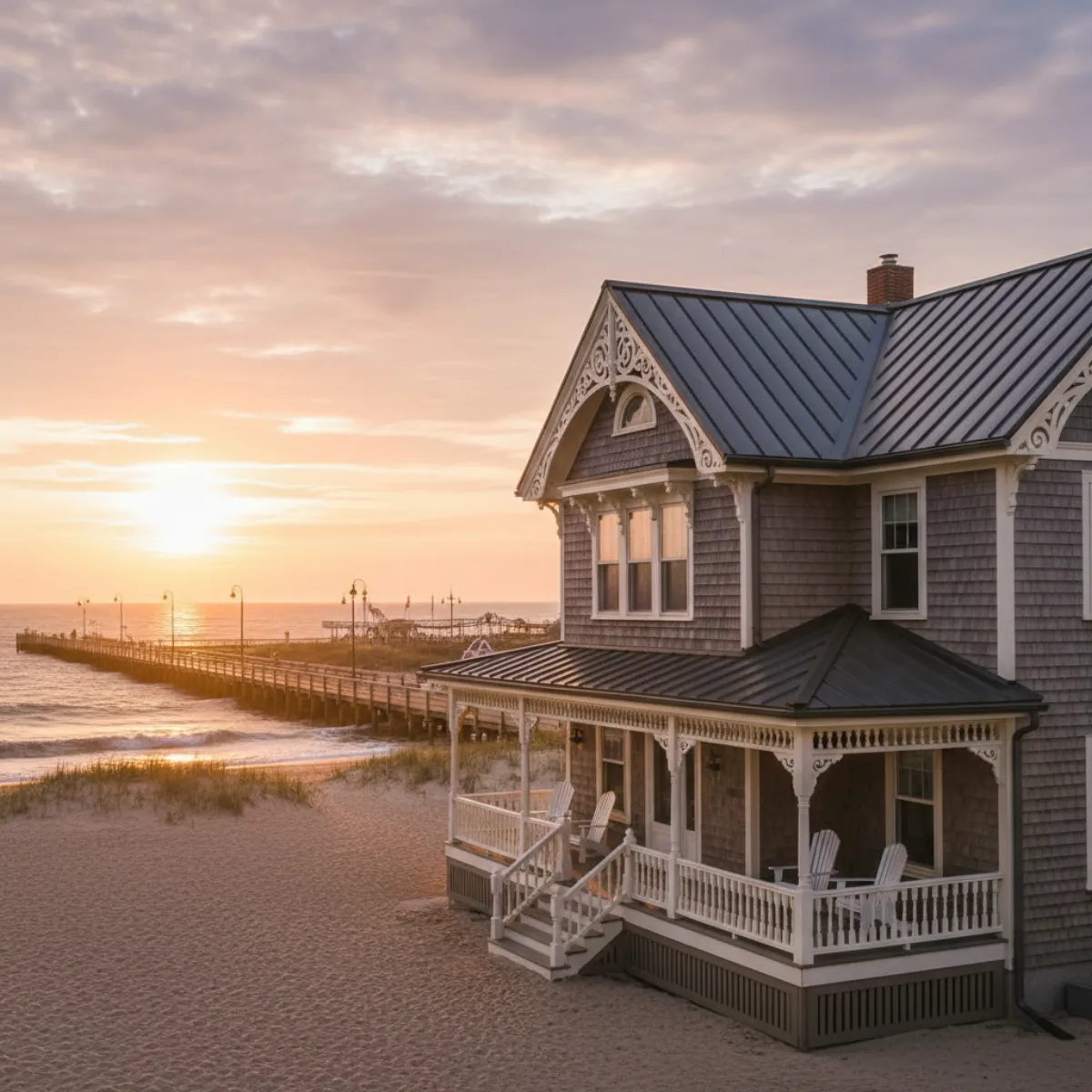 Long Branch NJ oceanfront Victorian cottage with new standing seam metal roof