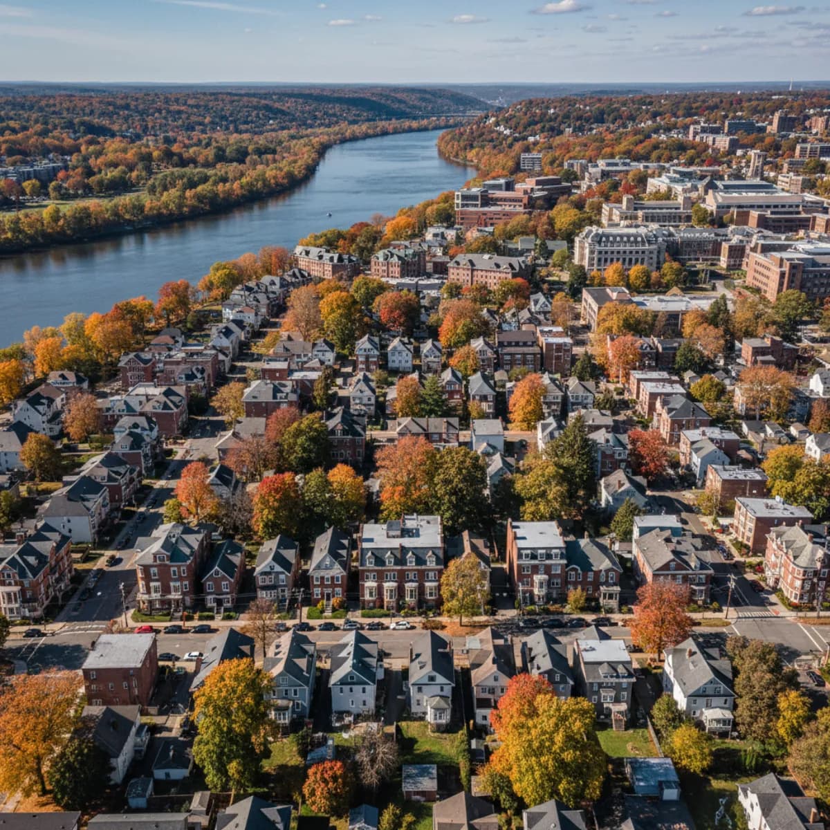 Troy NY historic brick row houses and residential roofing