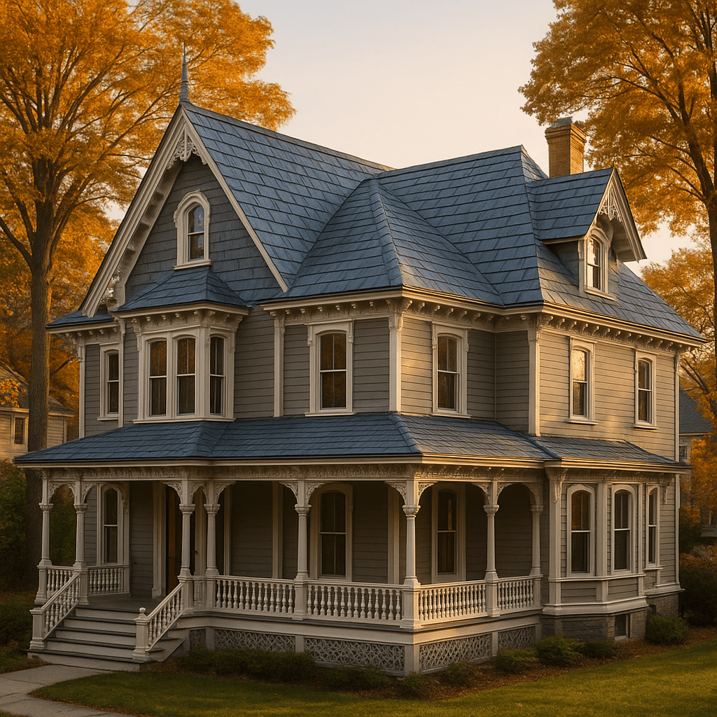 Synthetic slate roof on Meriden CT Victorian home